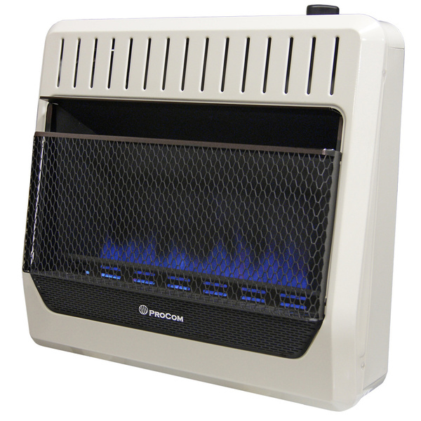 Procom Ventless Dual Fuel Blue Flame Wall Heater - 30,000 Btu, T-Stat Contrl MG30TBF